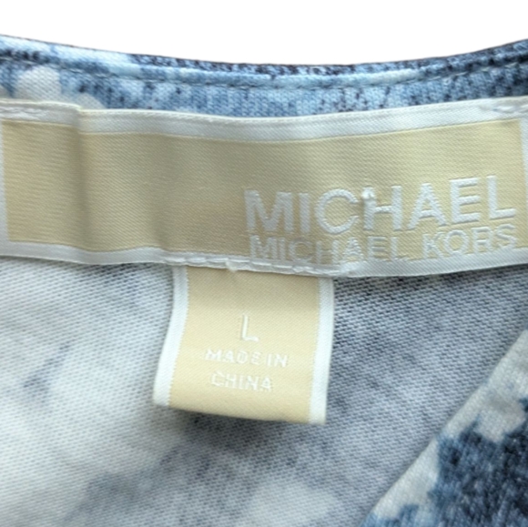 MICHAEL Michael Kors Blue Floral Cotton Cold Shoulder Short Sleeve Top Women's M - Picture 2 of 15
